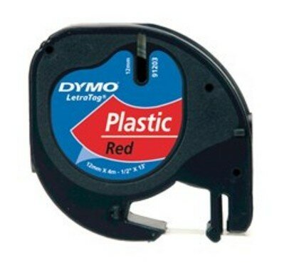 91203 Dymo Letratag plastic tape 12mm Rood