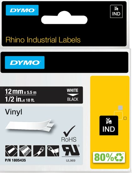 Rhino vinyl tape 1805435 wit op zwart