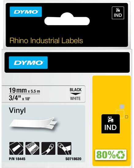 Rhino vinyl tape 18445 zwart op wit