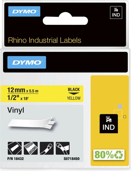 Rhino vinyl tape 18432 zwart op geel