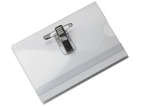 Badge / houder Clips met speld 60 X 90mm en blanco kaartjes 50 stuks
