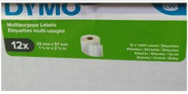 12 rollen 11354  Dymo Multifunc etiket, 32X57mm verwijderbaar