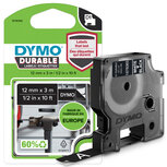 1978365 Dymo D1 Durable vinyl tape 12mm Wit op Zwart 3m