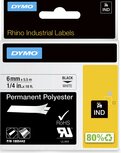 1805442 Rhino Polyester tape 6mm Zwart op Wit