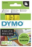 43618 Dymo D1 tape 6mm Zwart op Geel