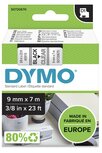 40910 Dymo D1 tape 9mm Zwart op Transparant 