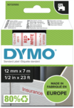 45015 Dymo D1 tape 12mm Rood op Wit 